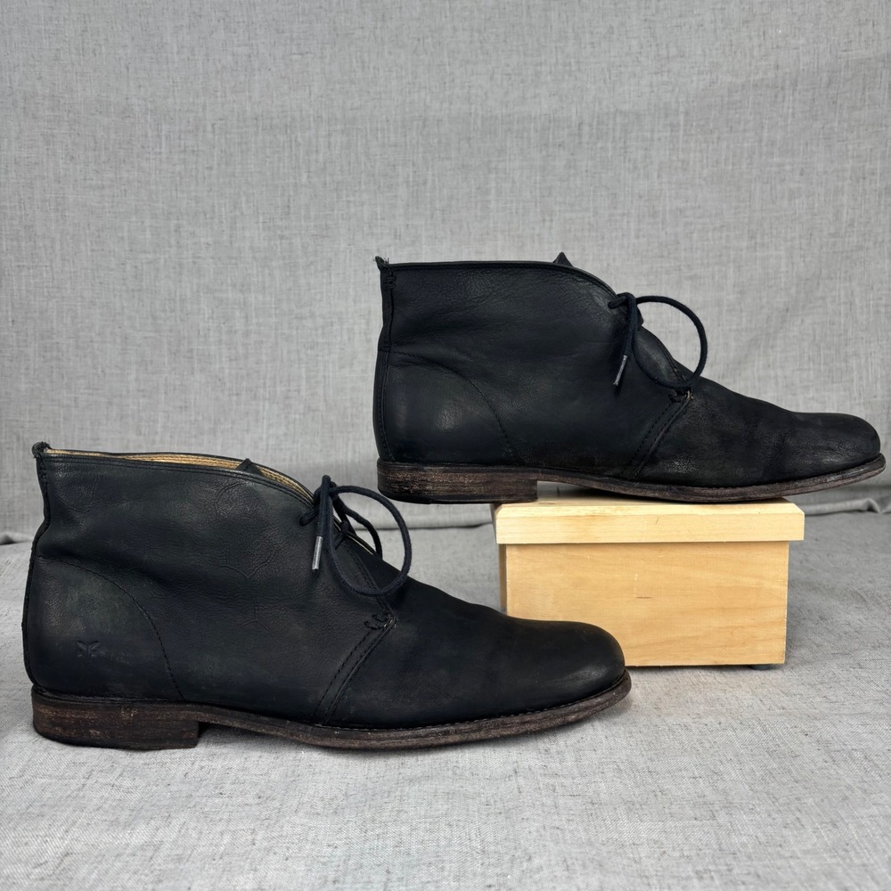FRYE Phillip Chukka Boots‎ Black Leather Lace Up Business Shoes Men's Size 11 - Picture 2 of 13